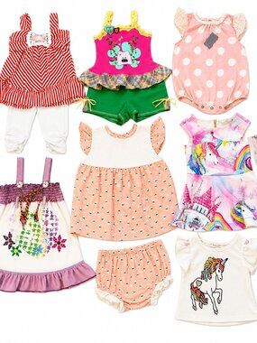 Boutique 12m Baby Girls Clothing Lot NWT 10pc Outfits Dresses Baby Sara Unicorns